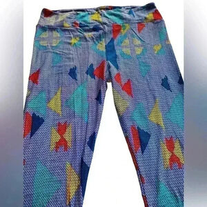 Lularoe TC blue geometric leggings . NWOT. Hashtag pattern over geometric.